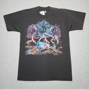 VINTAGE Native American Shirt Medium Black Lightning Puff Print USA Made NEW NWT
